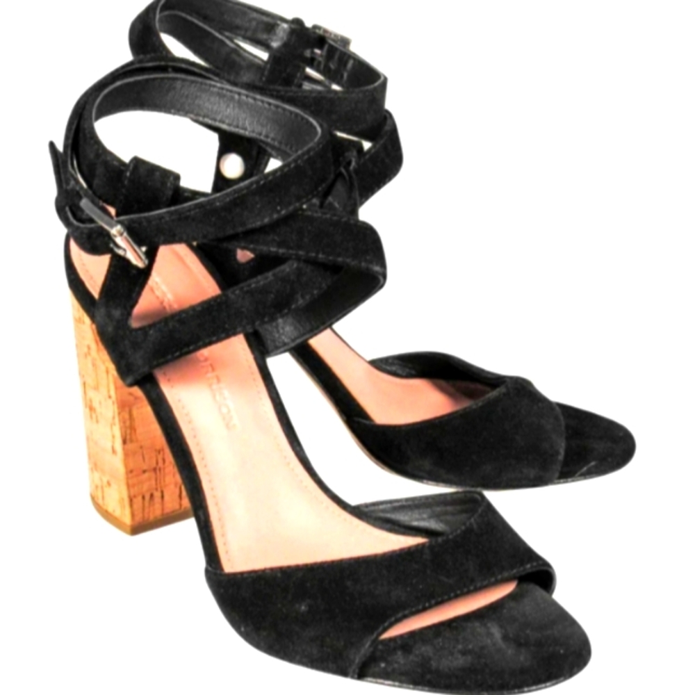 BLACK SEUDE SANDALS